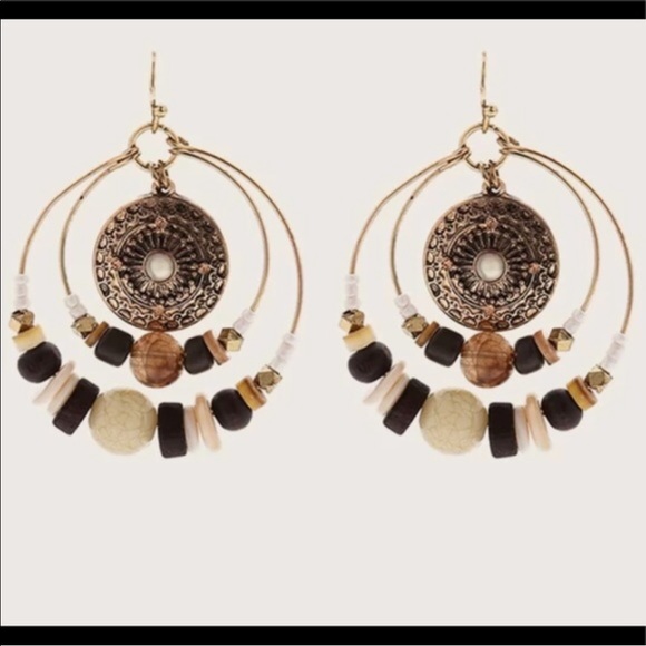 2x Restocked 🆕 Tribal Beaded Hoop Earrings - Picture 2 of 4